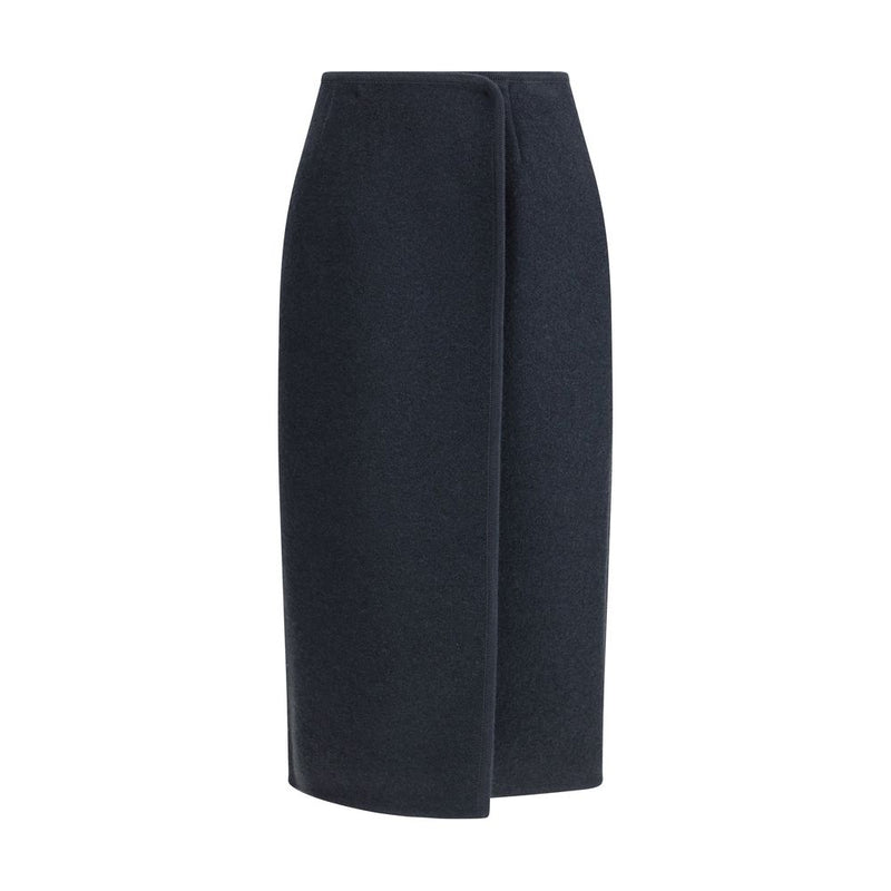 RIER Blue Fleece Wool Midi Skirt