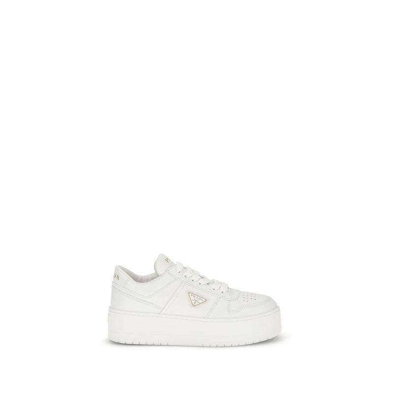 Prada White Calf Leather Bos Taurus Platform Sneakers