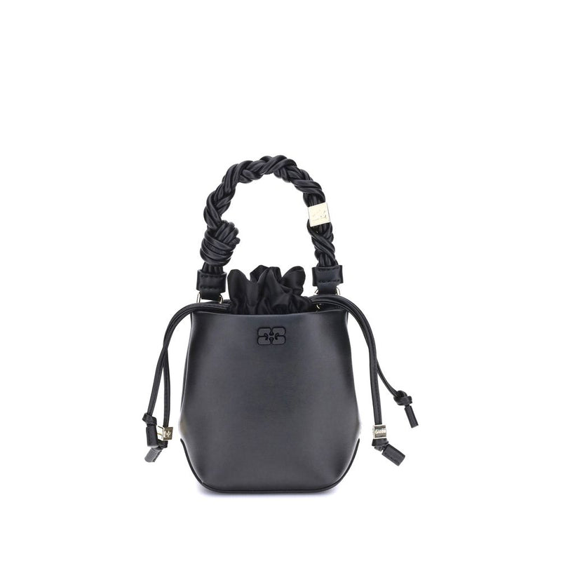 Ganni Black Recycled Leather Backet Bag