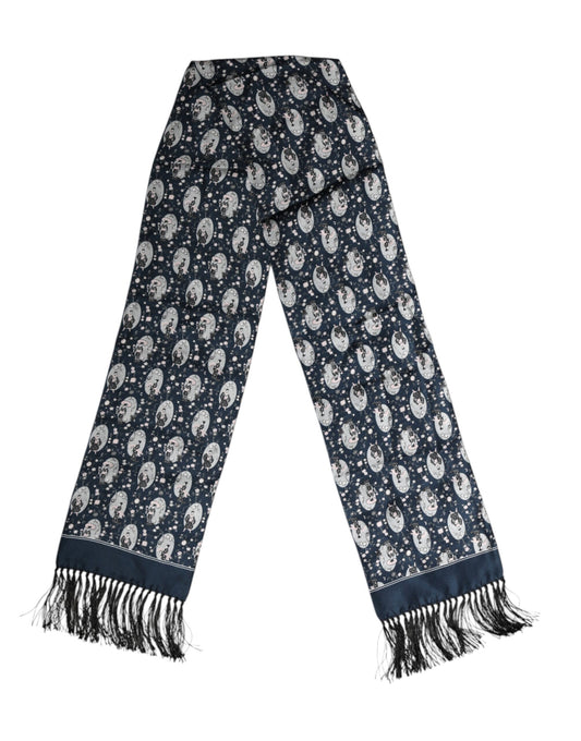Dolce & Gabbana Navy Blue Silk Neck Wrap Shawl Men Scarf - ClickThatClicks 