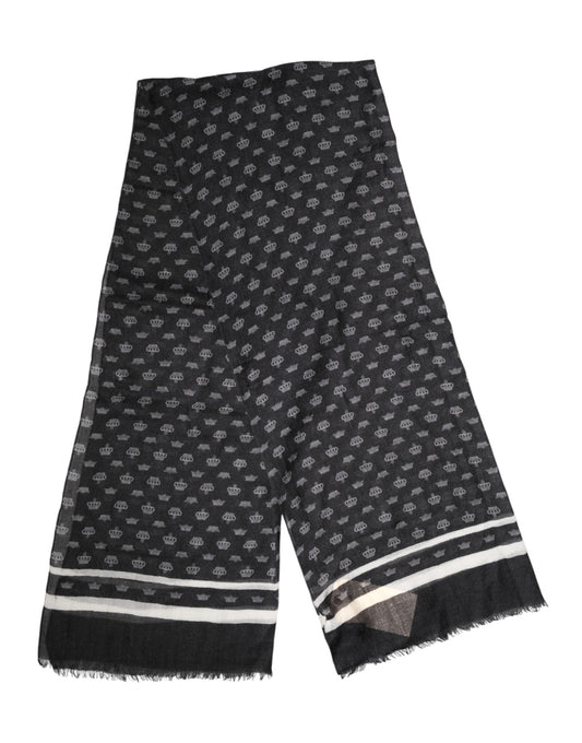 Dolce & Gabbana Black Crown Cashmere Neck Wrap Shawl Scarf - ClickThatClicks 