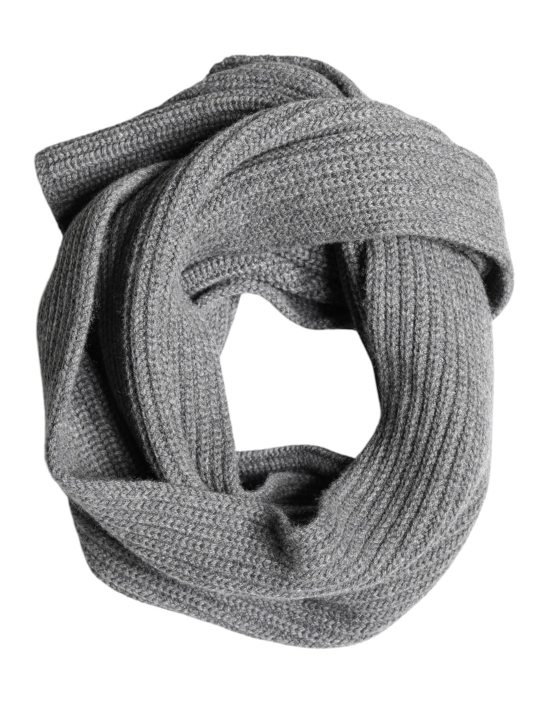 Dolce & Gabbana Gray Cashmere Knit Neck Wrap Shawl Scarf