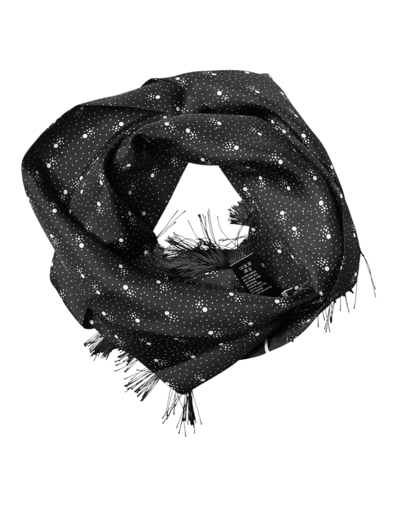 Dolce & Gabbana Black Silk Dotted Men Neck Wrap Shawl Scarf