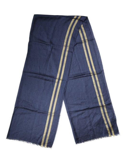 Dolce & Gabbana Blue Cashmere Neck Wrap Shawl Fringes Scarf - ClickThatClicks 