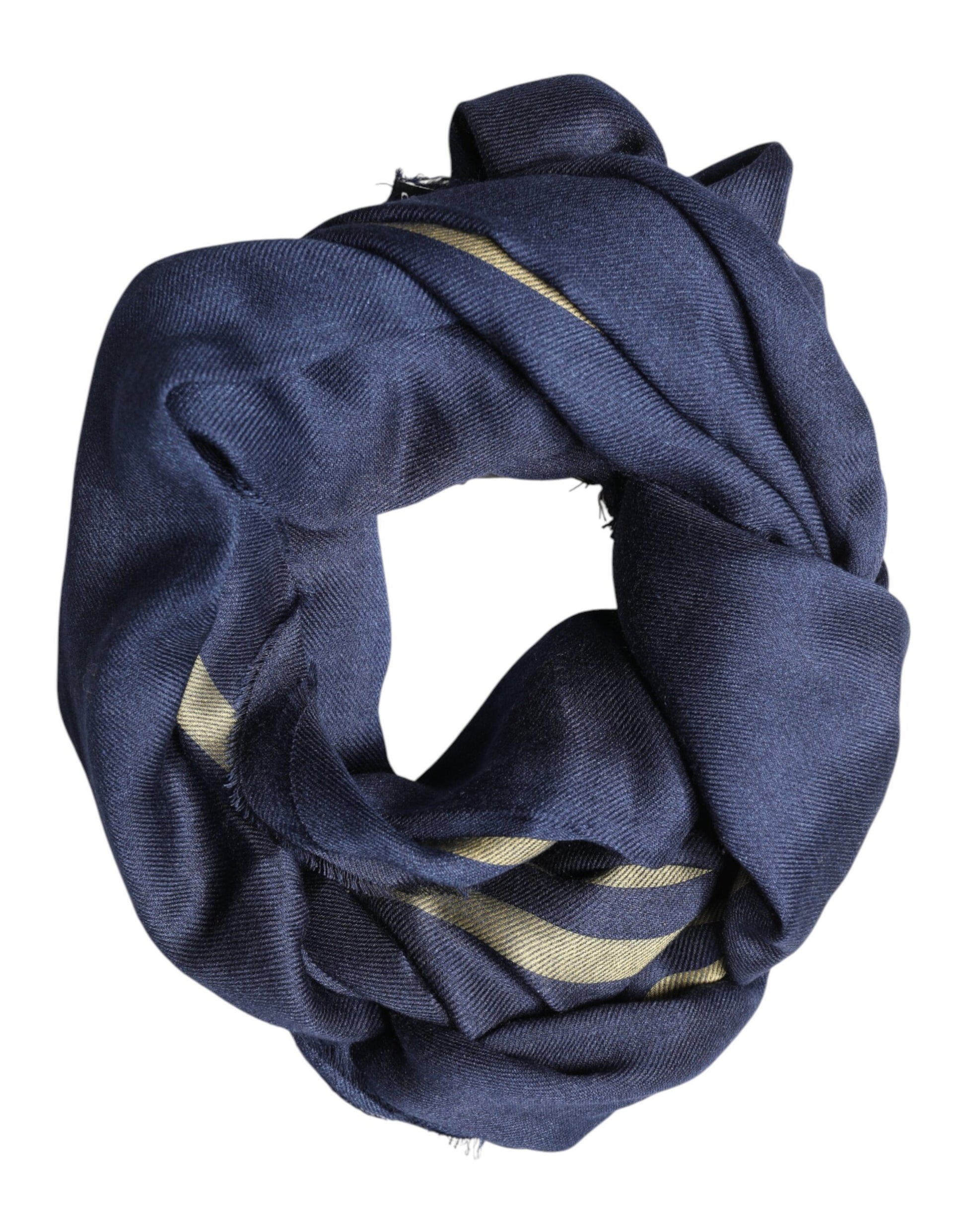 Dolce & Gabbana Blue Cashmere Neck Wrap Shawl Fringes Scarf - ClickThatClicks 