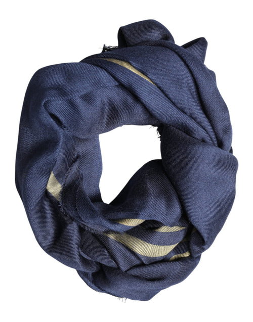 Dolce & Gabbana Blue Cashmere Neck Wrap Shawl Fringes Scarf - ClickThatClicks 