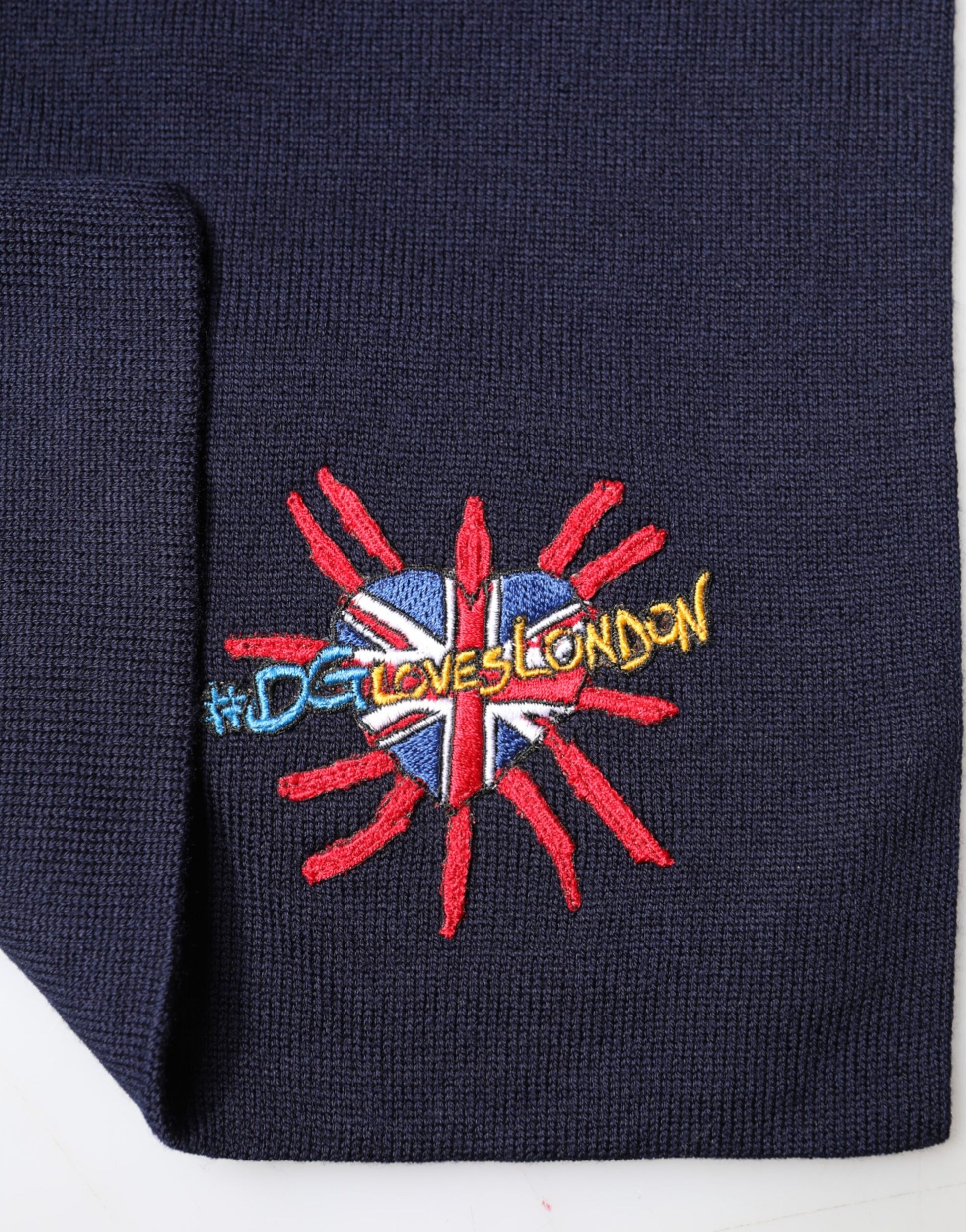 Dolce & Gabbana Blue Wool DG Loves London Neck Wrap Scarf - ClickThatClicks 