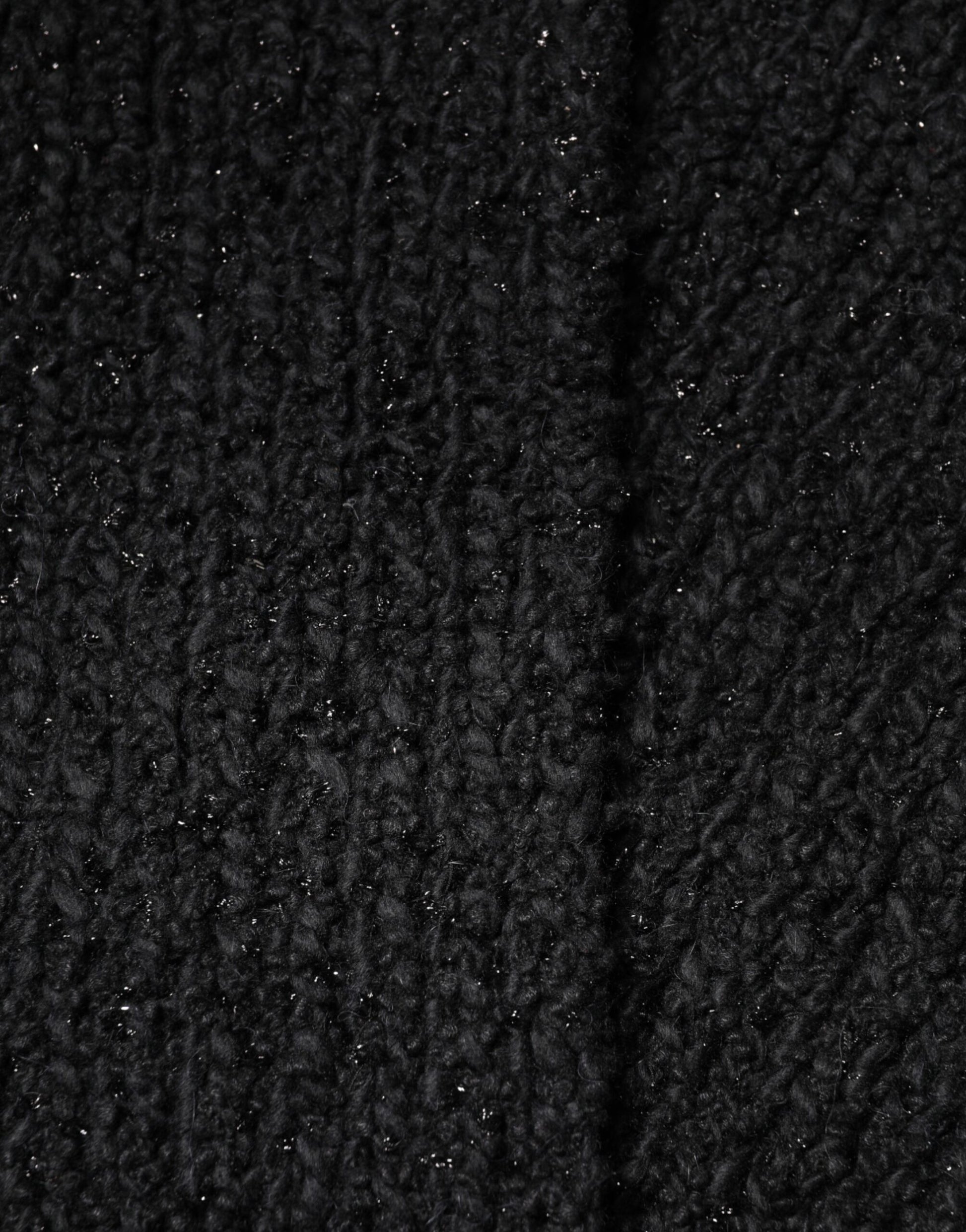 Dolce & Gabbana Black Cashmere Knit Shawl Fringes Scarf - ClickThatClicks 