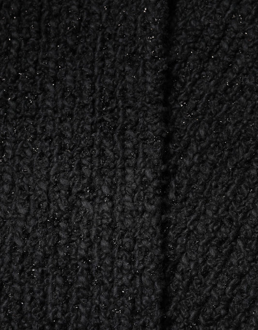 Dolce & Gabbana Black Cashmere Knit Shawl Fringes Scarf