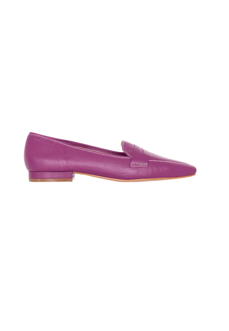Mangará Atelier Purple Leather Flats Cipó – Women’S Square-Toe Loafers