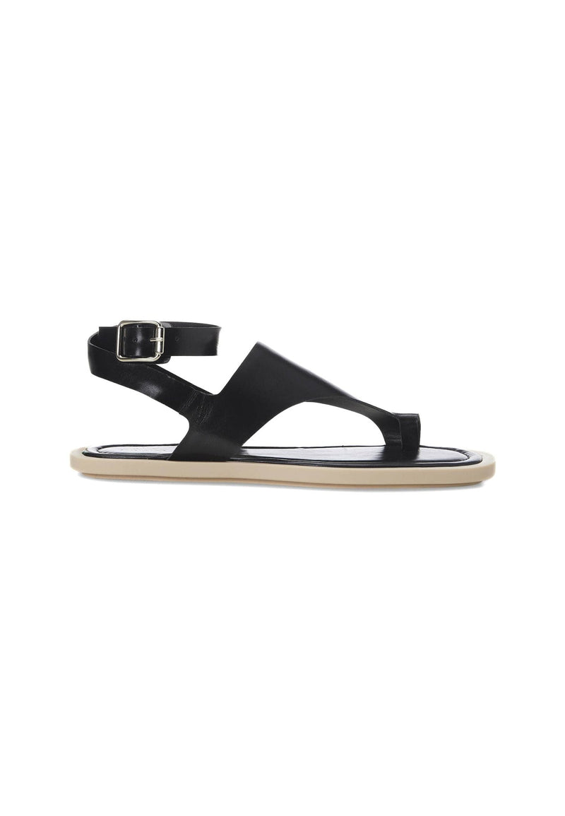 Mangará Atelier Black Leather Toe-Ring Sandals – Handmade Women’S Flat Sandals