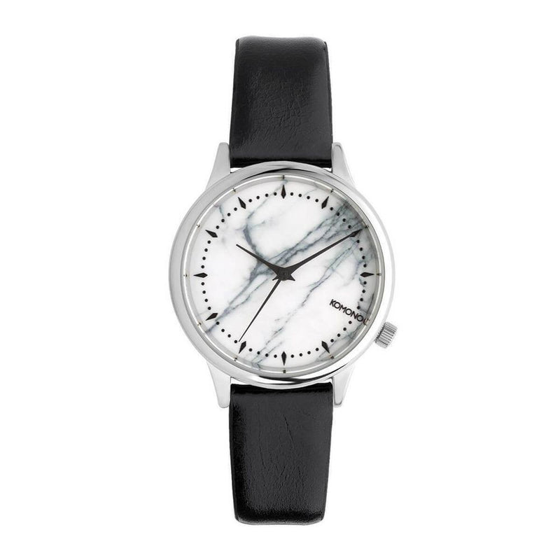 Komono Black Leather Dress Watch