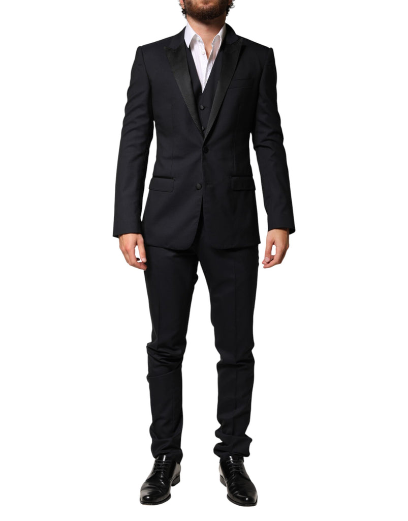 Dolce & Gabbana Black Wool Single Breasted 3 Piece Men Suit