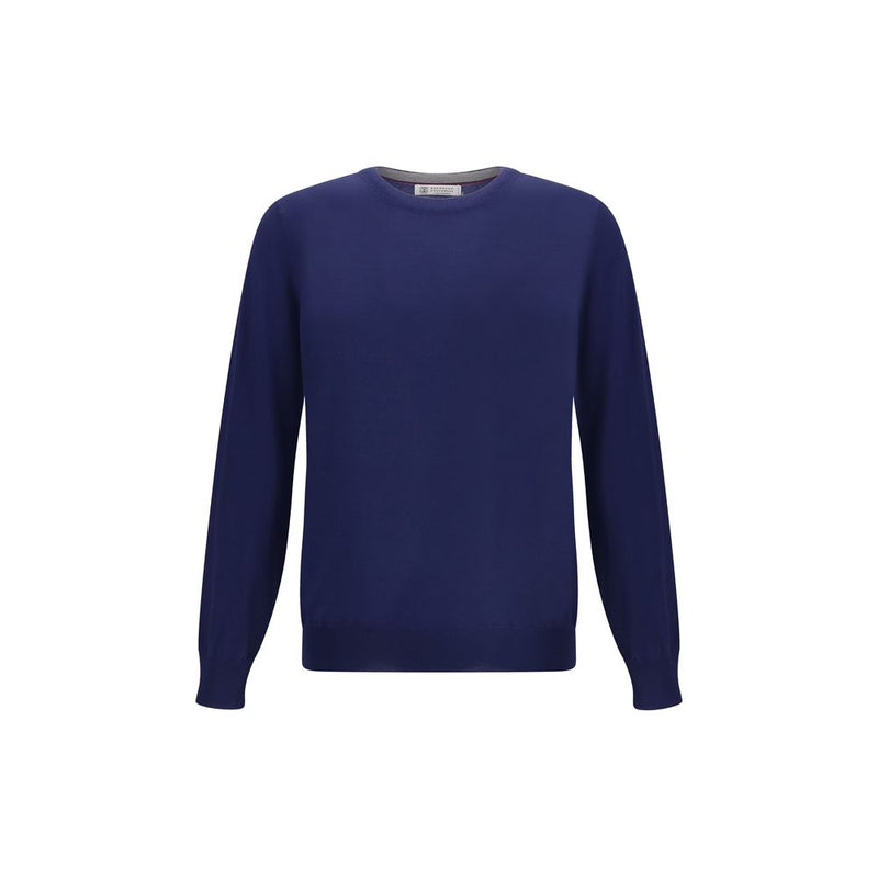 Brunello Cucinelli Blue Fleece Wool Sweatshirt