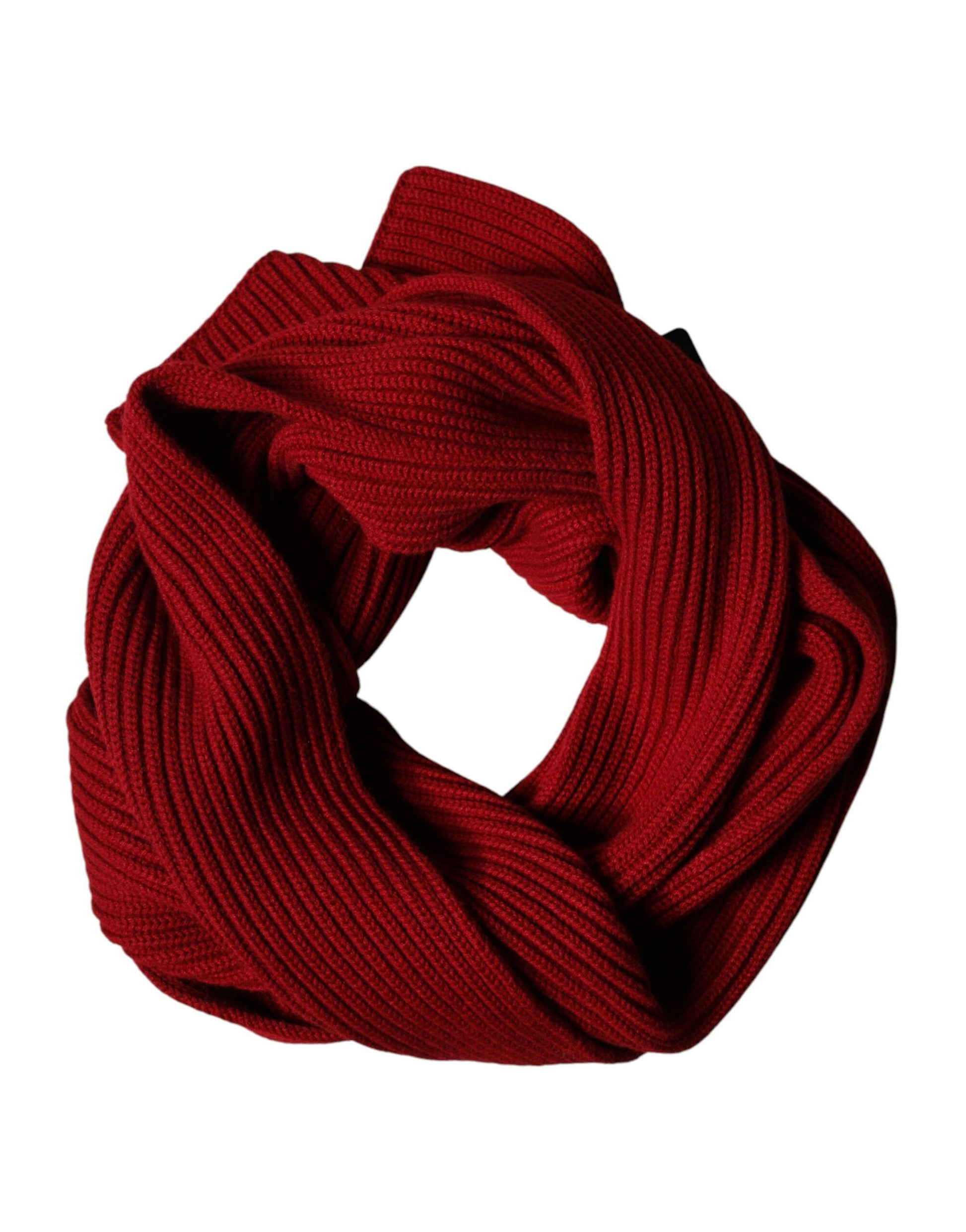 Dolce & Gabbana Red Wool Knitted Neck Wrap Shawl Men Scarf - ClickThatClicks 