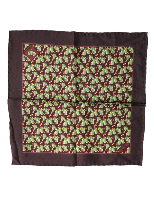 Dolce & Gabbana Brown Cactus Print Square Handkerchief Scarf - ClickThatClicks 