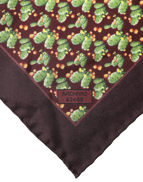 Dolce & Gabbana Brown Cactus Print Square Handkerchief Scarf - ClickThatClicks 