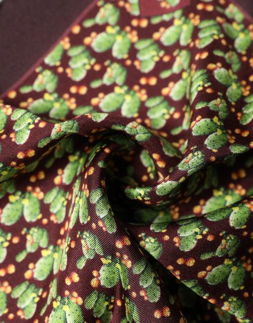Dolce & Gabbana Brown Cactus Print Square Handkerchief Scarf - ClickThatClicks 