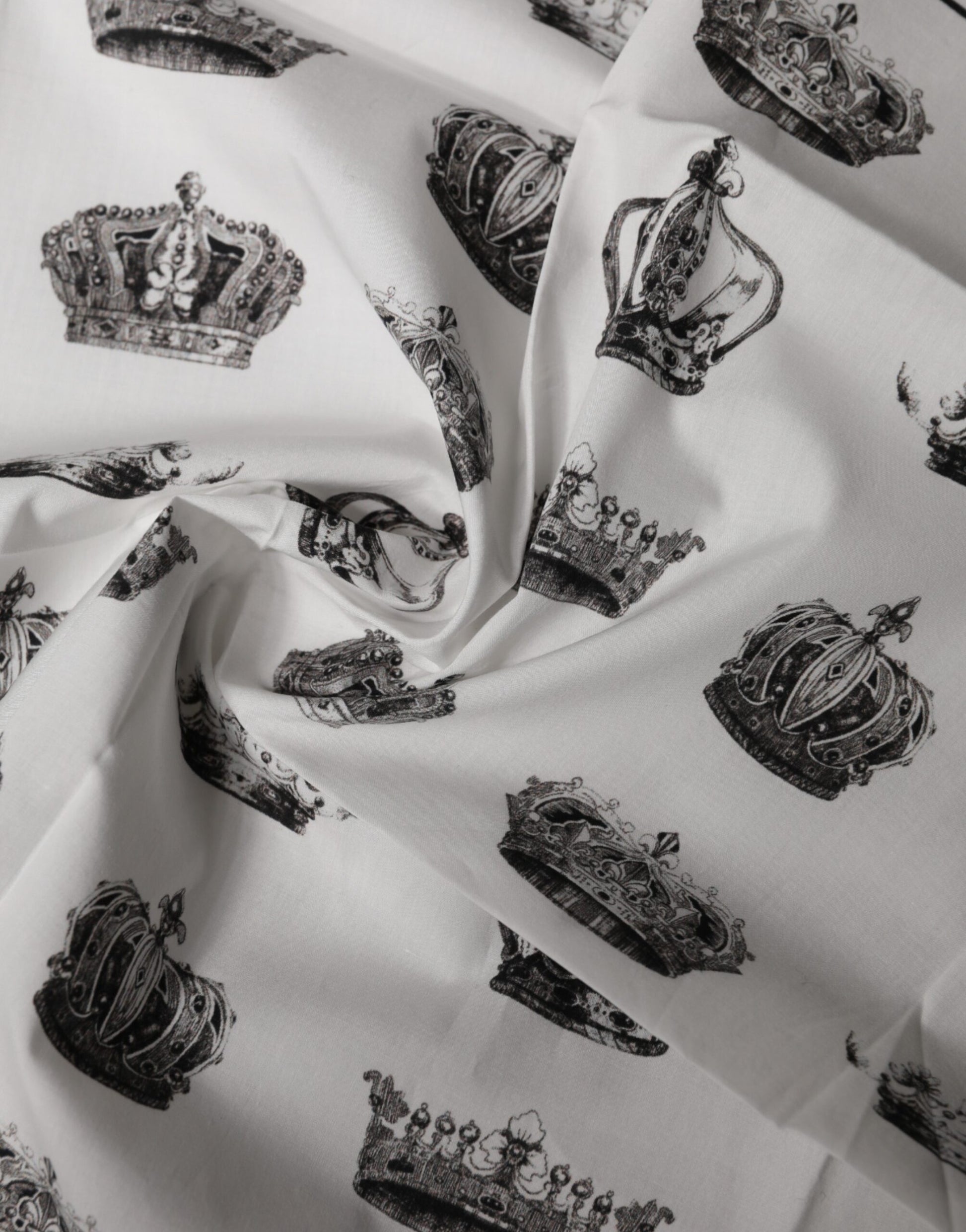 Dolce & Gabbana White Crown Cotton Square Foulard Scarf - ClickThatClicks 