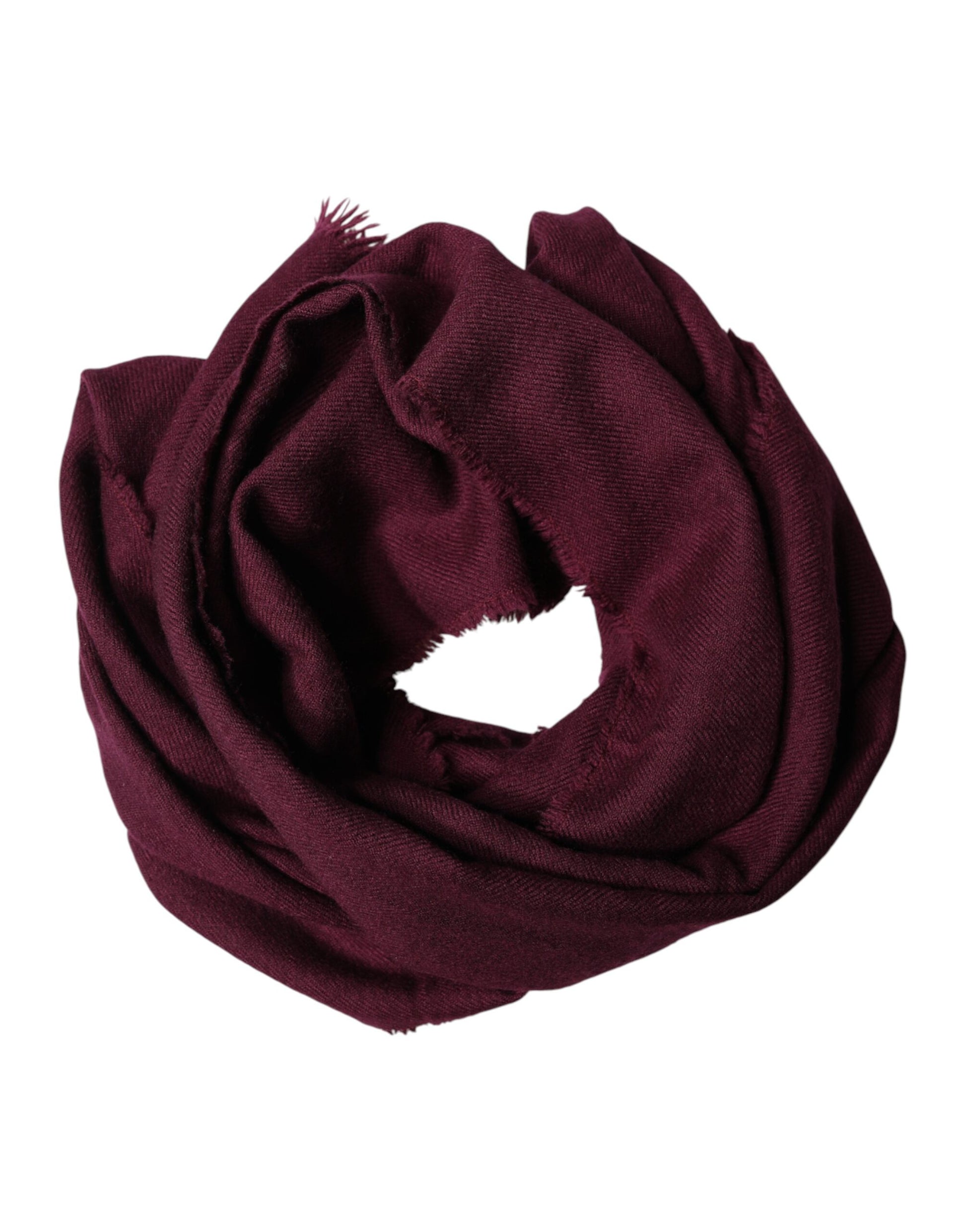 Dolce & Gabbana Maroon Cashmere Fringes Neck Wrap Shawl Scarf - ClickThatClicks 