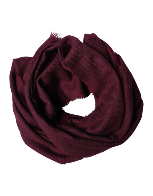 Dolce & Gabbana Maroon Cashmere Fringes Neck Wrap Shawl Scarf - ClickThatClicks 