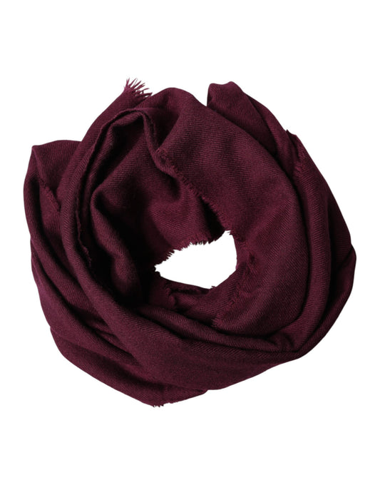 Dolce & Gabbana Maroon Cashmere Fringes Neck Wrap Shawl Scarf - ClickThatClicks 