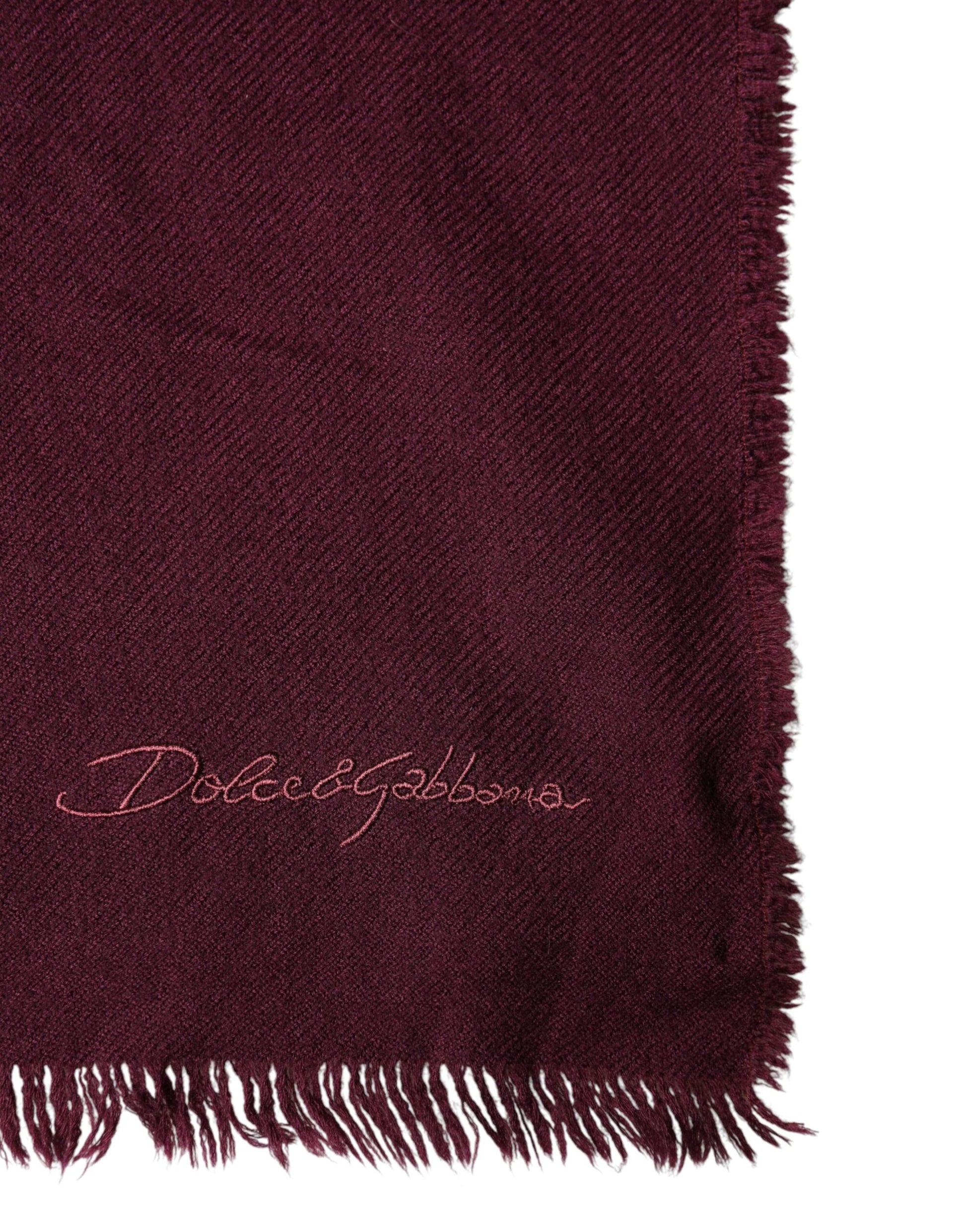 Dolce & Gabbana Maroon Cashmere Fringes Neck Wrap Shawl Scarf - ClickThatClicks 