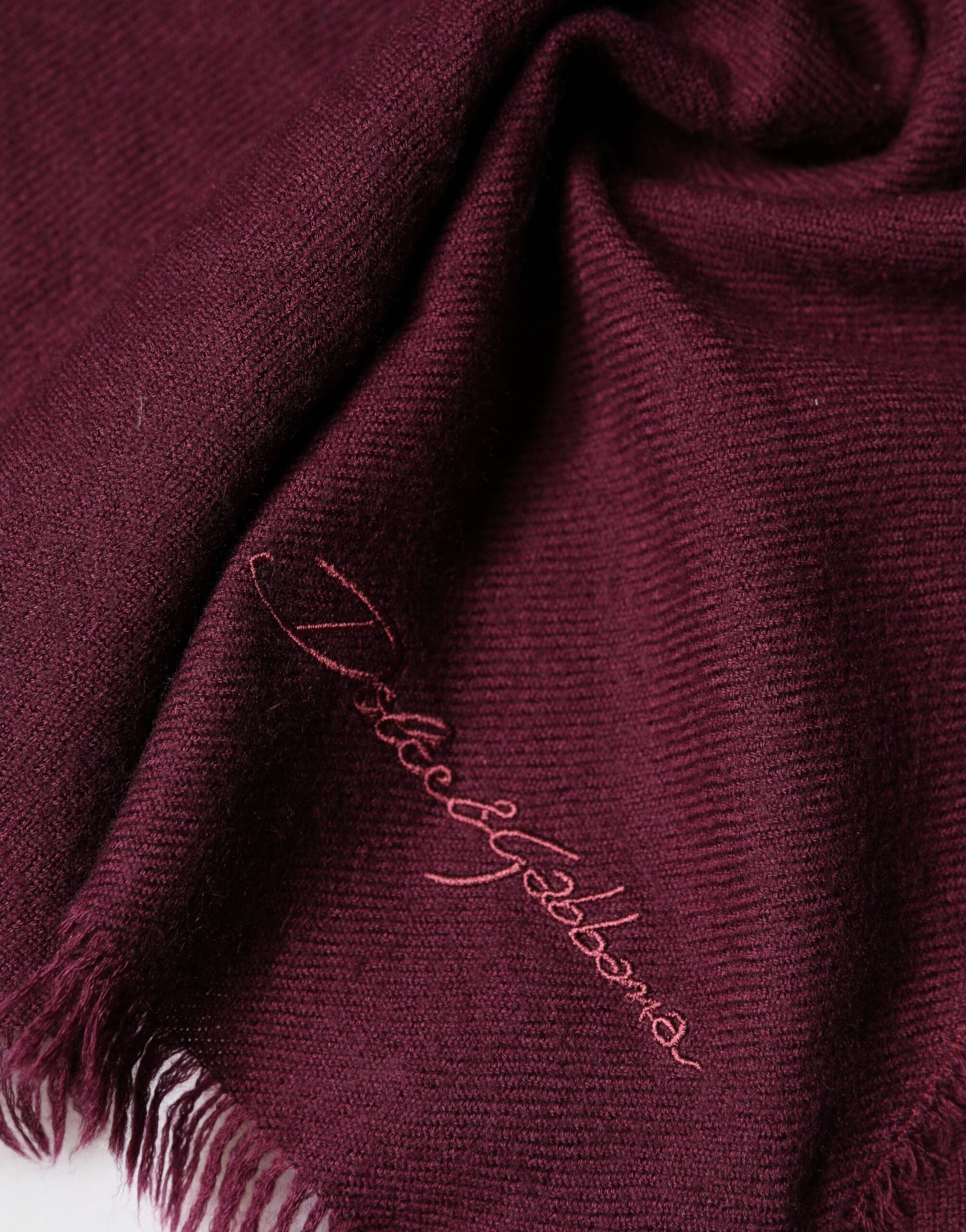 Dolce & Gabbana Maroon Cashmere Fringes Neck Wrap Shawl Scarf - ClickThatClicks 