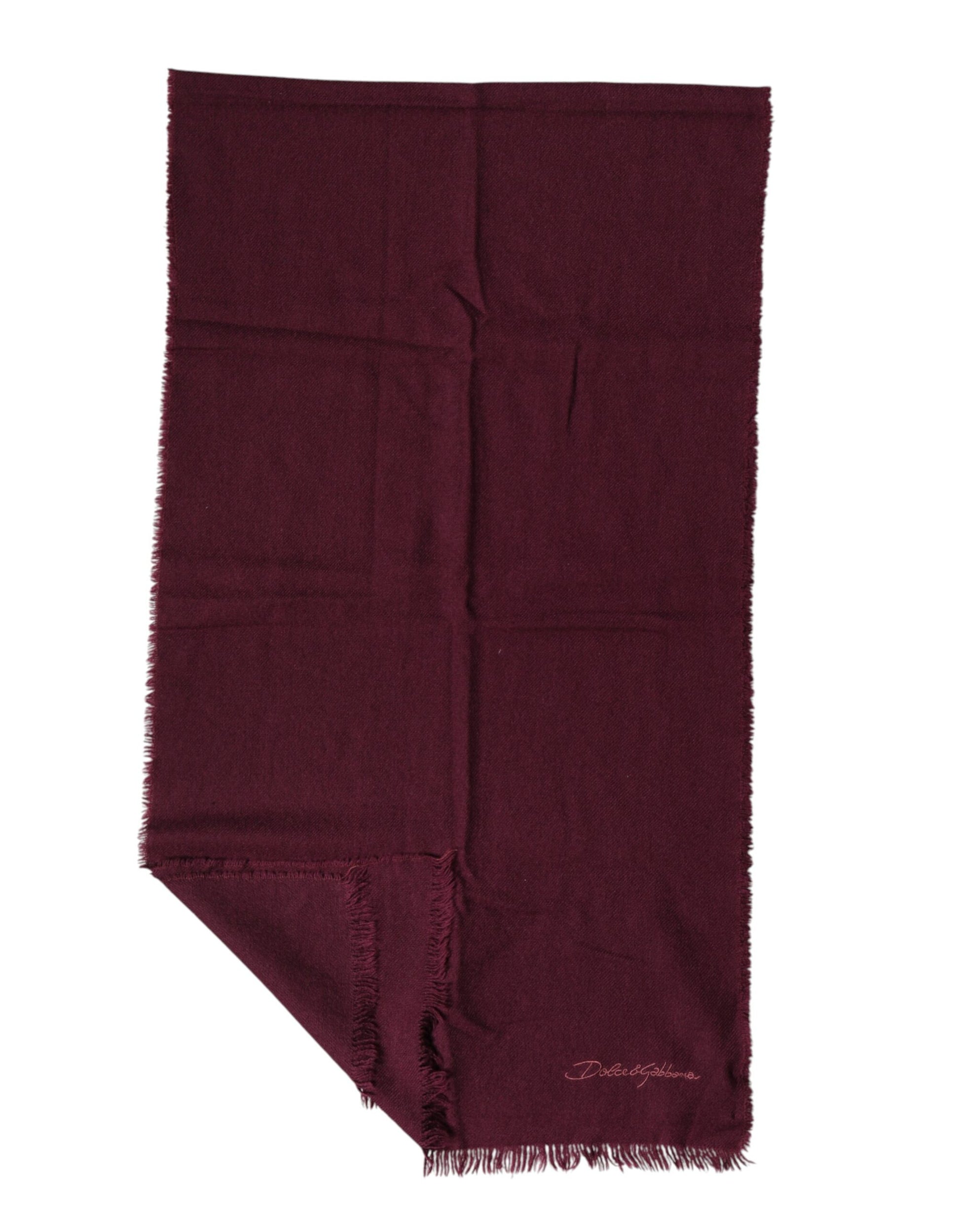 Dolce & Gabbana Maroon Cashmere Fringes Neck Wrap Shawl Scarf - ClickThatClicks 