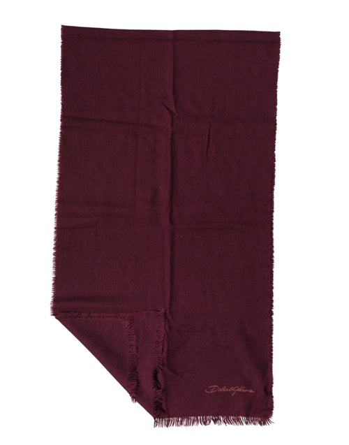 Dolce & Gabbana Maroon Cashmere Fringes Neck Wrap Shawl Scarf - ClickThatClicks 