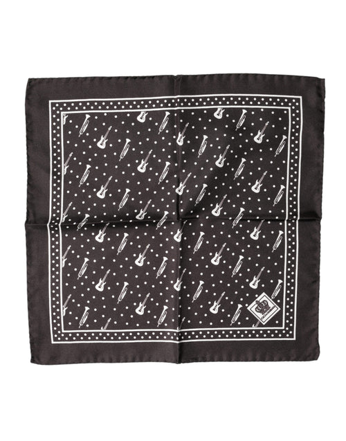 Dolce & Gabbana Black Guitar Trumpet Men Handkerchief Scarf - ClickThatClicks 