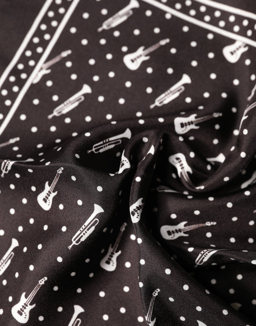 Dolce & Gabbana Black Guitar Trumpet Men Handkerchief Scarf - ClickThatClicks 