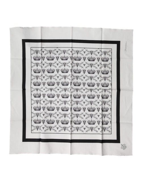 Dolce & Gabbana White Crown Cotton Men Square Foulard Scarf - ClickThatClicks 