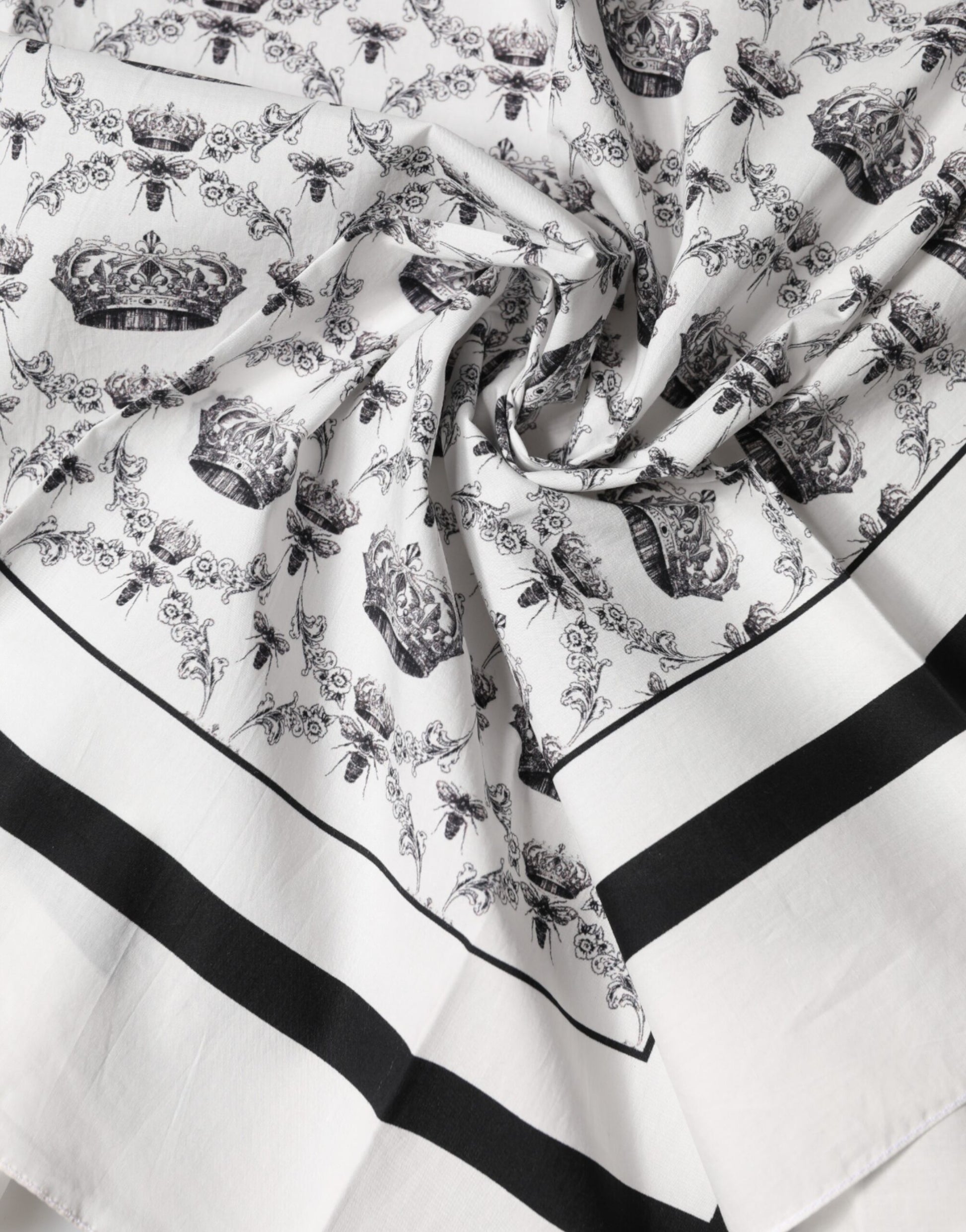 Dolce & Gabbana White Crown Cotton Men Square Foulard Scarf - ClickThatClicks 