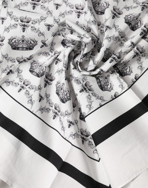 Dolce & Gabbana White Crown Cotton Men Square Foulard Scarf - ClickThatClicks 