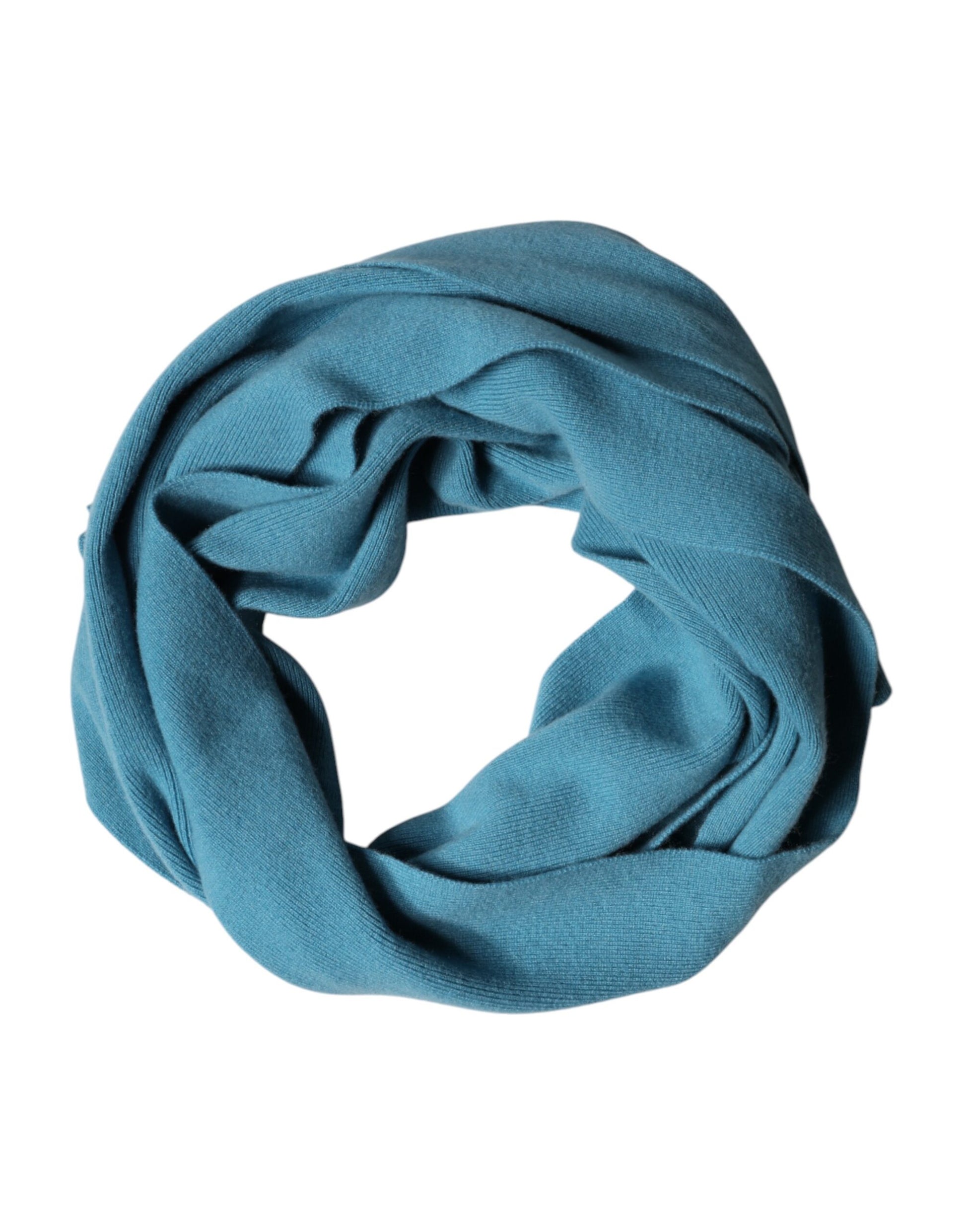 Dolce & Gabbana Blue Cashmere Knit Neck Wrap Shawl Scarf - ClickThatClicks 