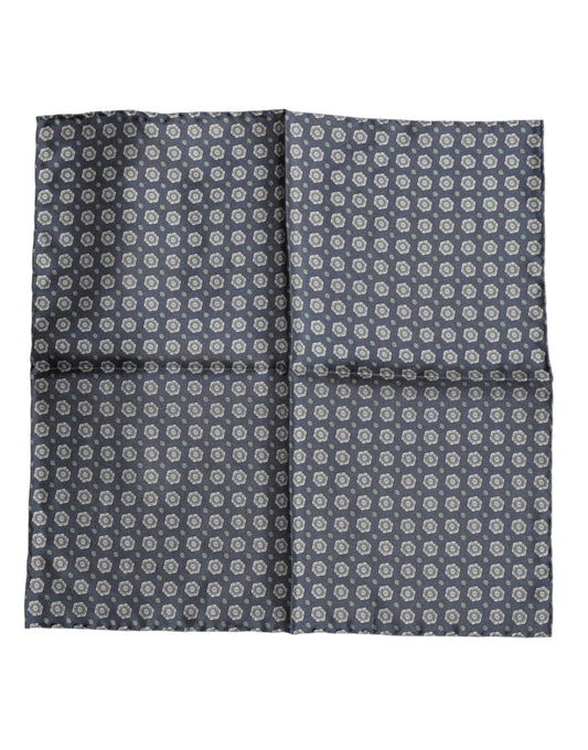 Dolce & Gabbana Blue Patterned Silk Square Handkerchief Scarf - ClickThatClicks 