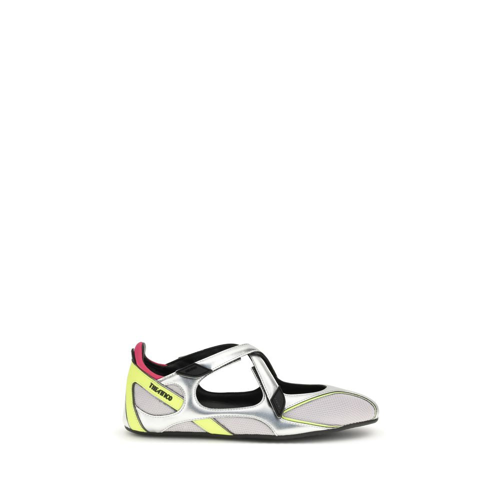 The Attico Silver Polyurethane Ballet Flats - ClickThatClicks 