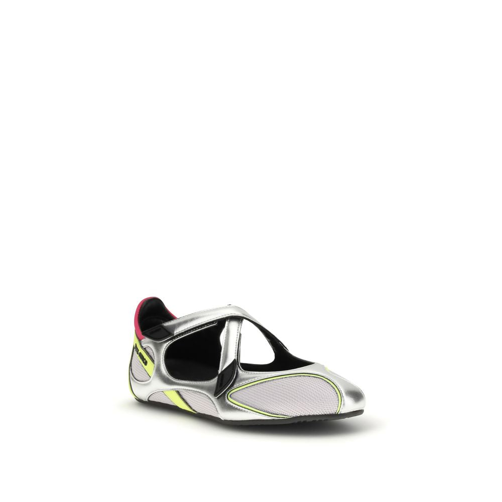 The Attico Silver Polyurethane Ballet Flats - ClickThatClicks 