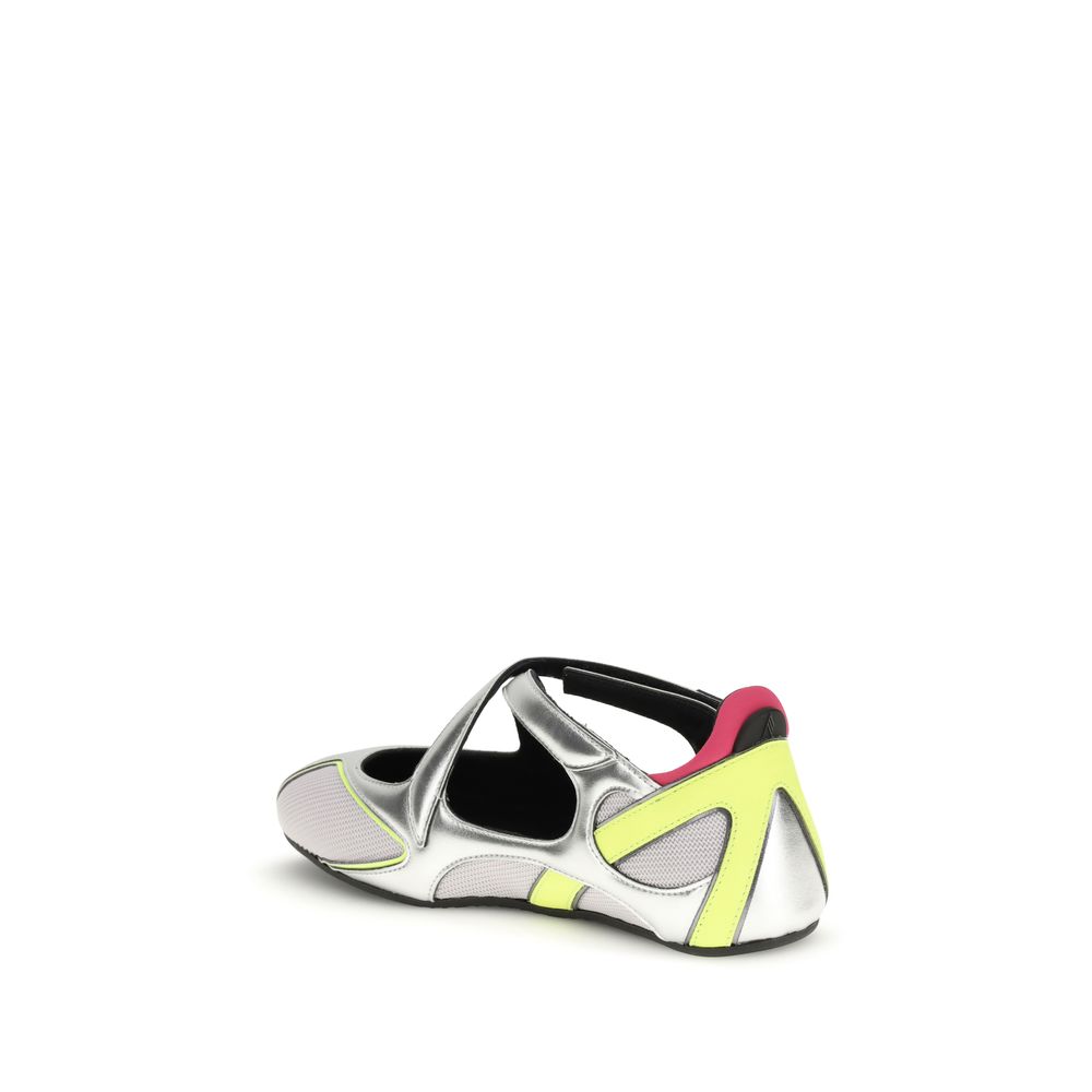 The Attico Silver Polyurethane Ballet Flats - ClickThatClicks 