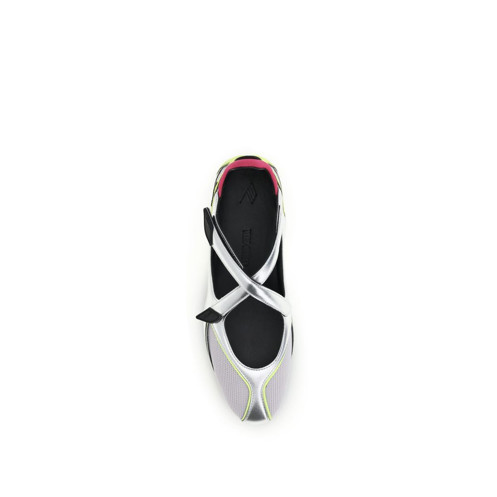 The Attico Silver Polyurethane Ballet Flats - ClickThatClicks 