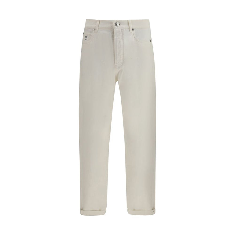 Brunello Cucinelli White Cotton Straight-Leg Jeans