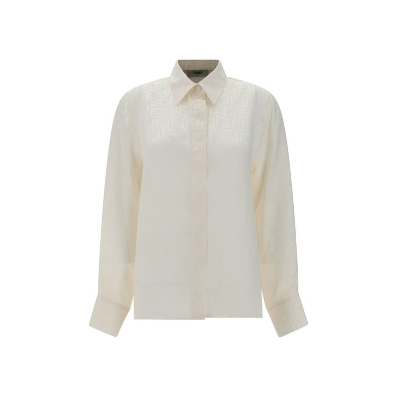 Fendi White Silk Pattern Shirt