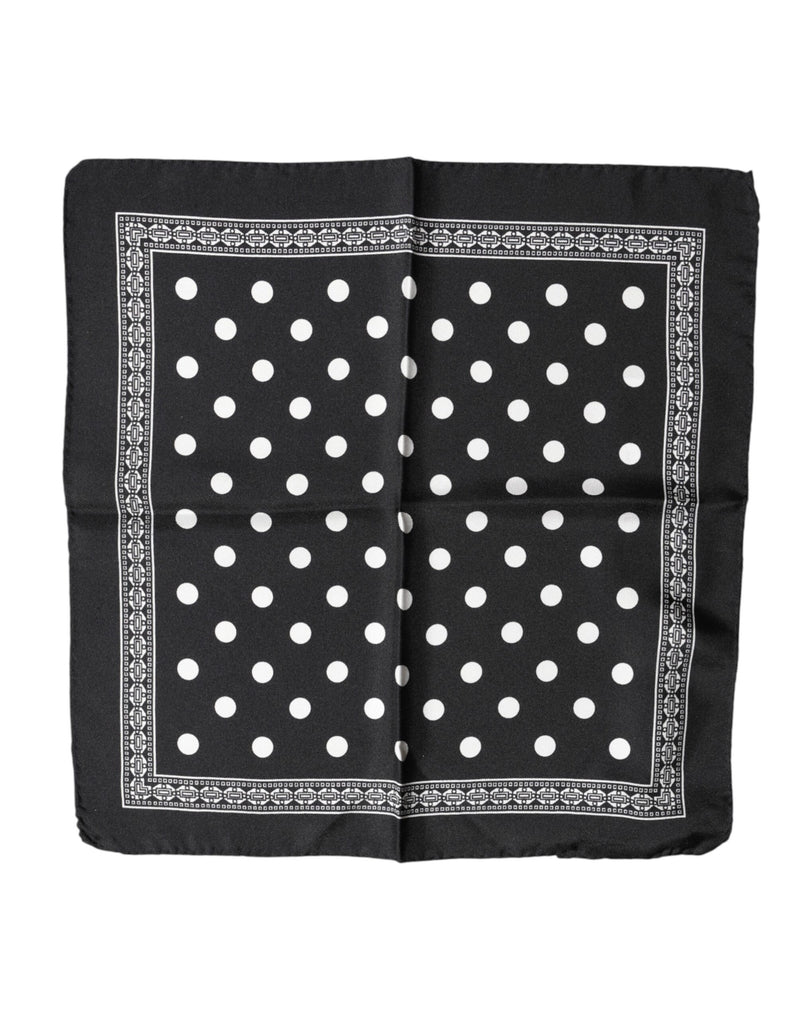 Dolce & Gabbana Black Polka Dot Square Handkerchief Scarf