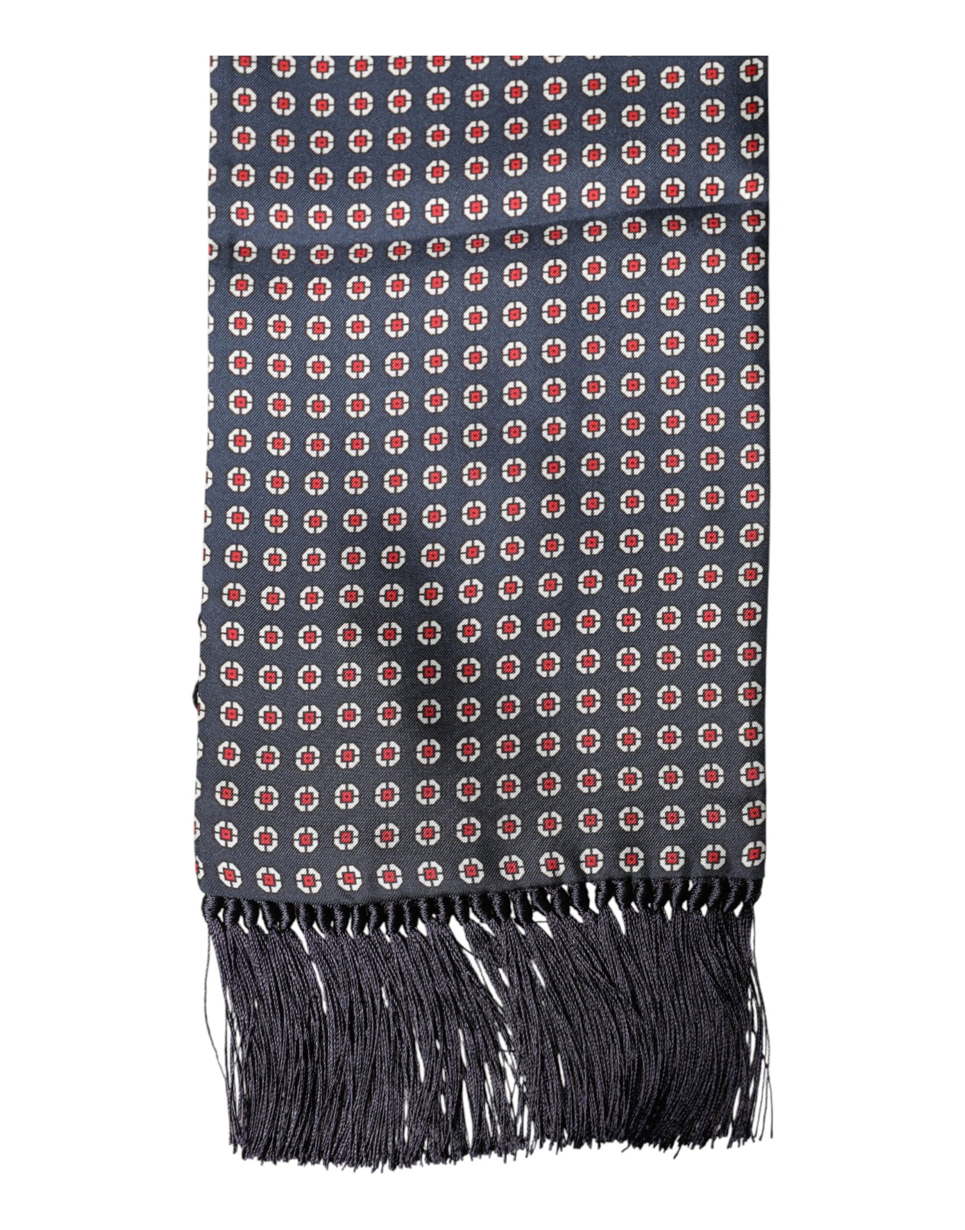 Dolce & Gabbana Black Patterned Fringes Neck Foulard Scarf - ClickThatClicks 