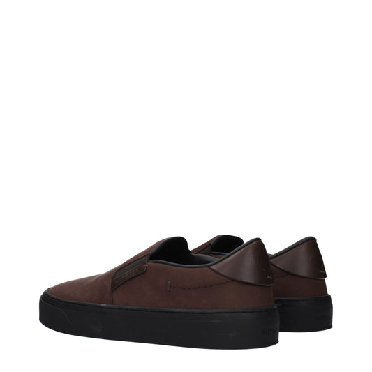 Moncler Brown Leather Slip-On Loafers - ClickThatClicks 
