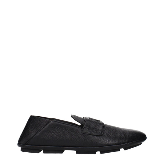 Dolce & Gabbana Black Leather Slip-On Loafers - ClickThatClicks 
