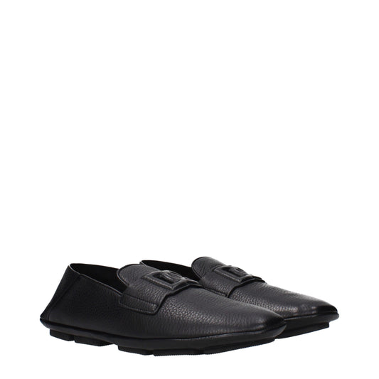 Dolce & Gabbana Black Leather Slip-On Loafers - ClickThatClicks 