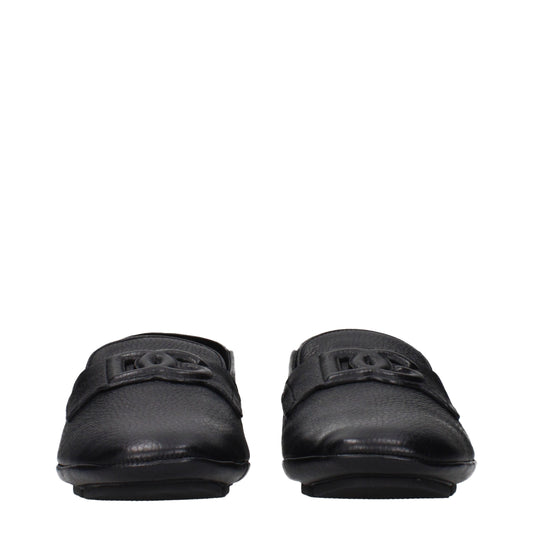 Dolce & Gabbana Black Leather Slip-On Loafers - ClickThatClicks 