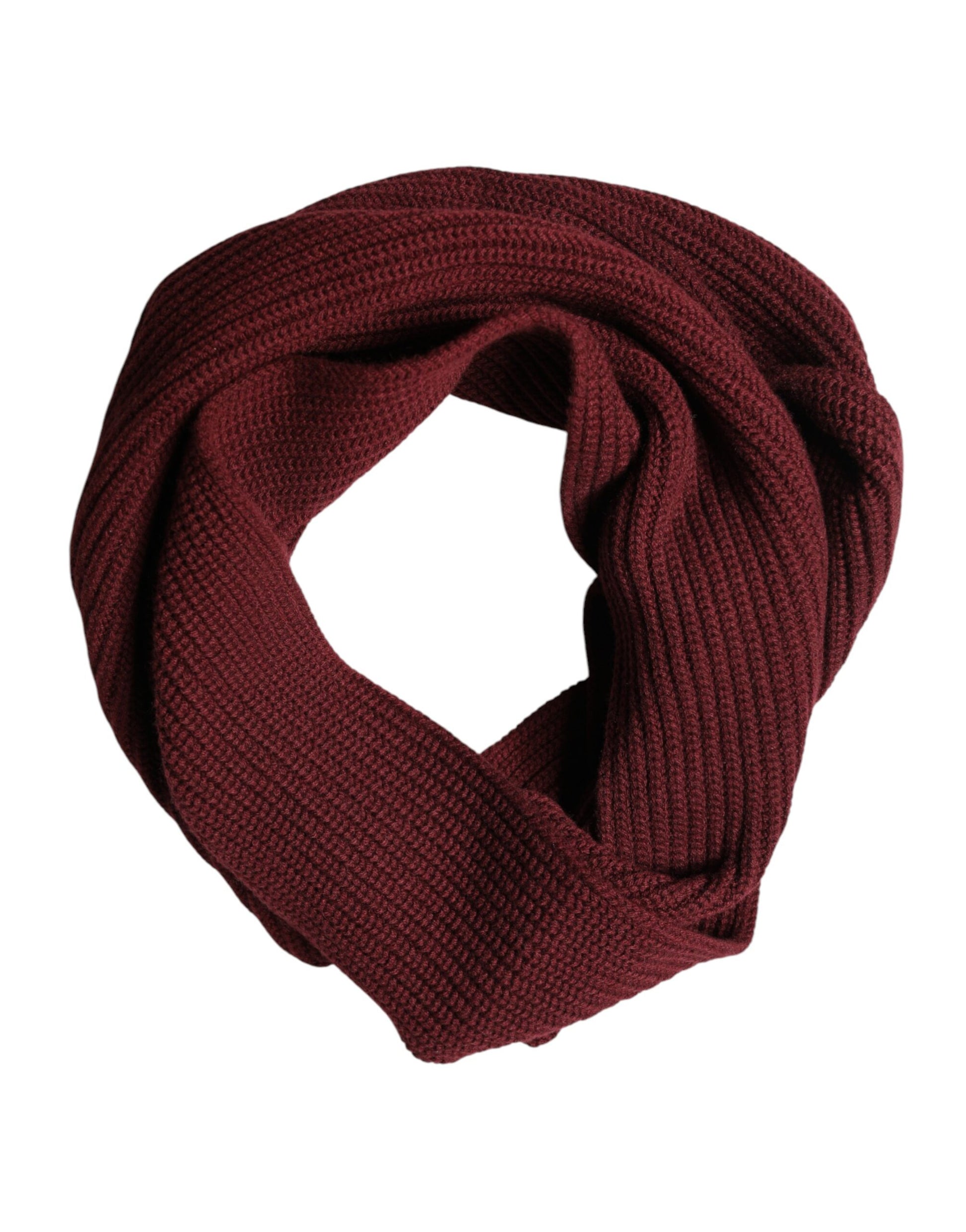 Dolce & Gabbana Maroon Cashmere Knitted NeckWrap Shawl Scarf - ClickThatClicks 